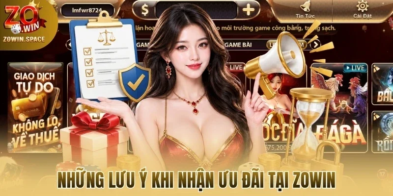 Những lưu ý khi nhận ưu đãi tại Zowin